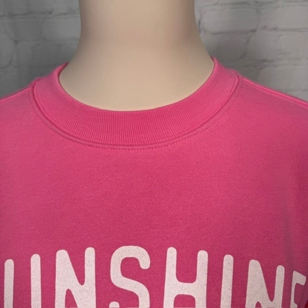 NWOT Pink Lily Sunshine & Coffee Graphic Sweatshirt Hot Pink Women's Small - Picture 2 of 10